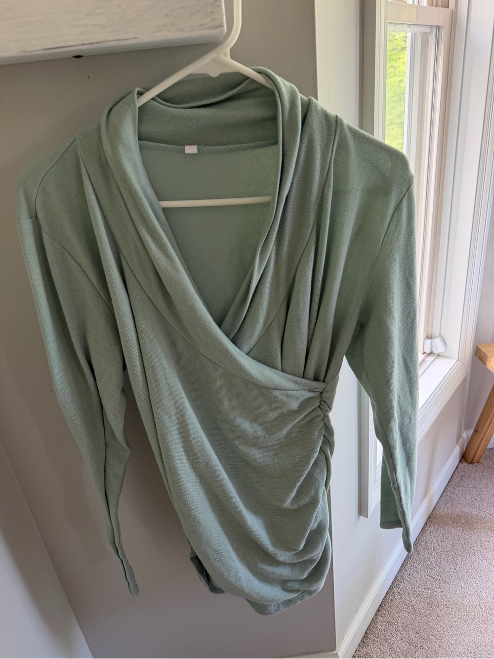 Women's Sage Green V-Neck Wrap Sweater